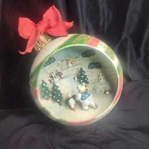 Festive Snowman Ornament with Red Bow